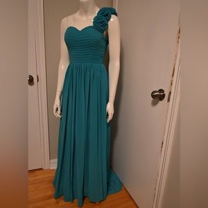 Teal one shoulder bridesmaid dress size 6